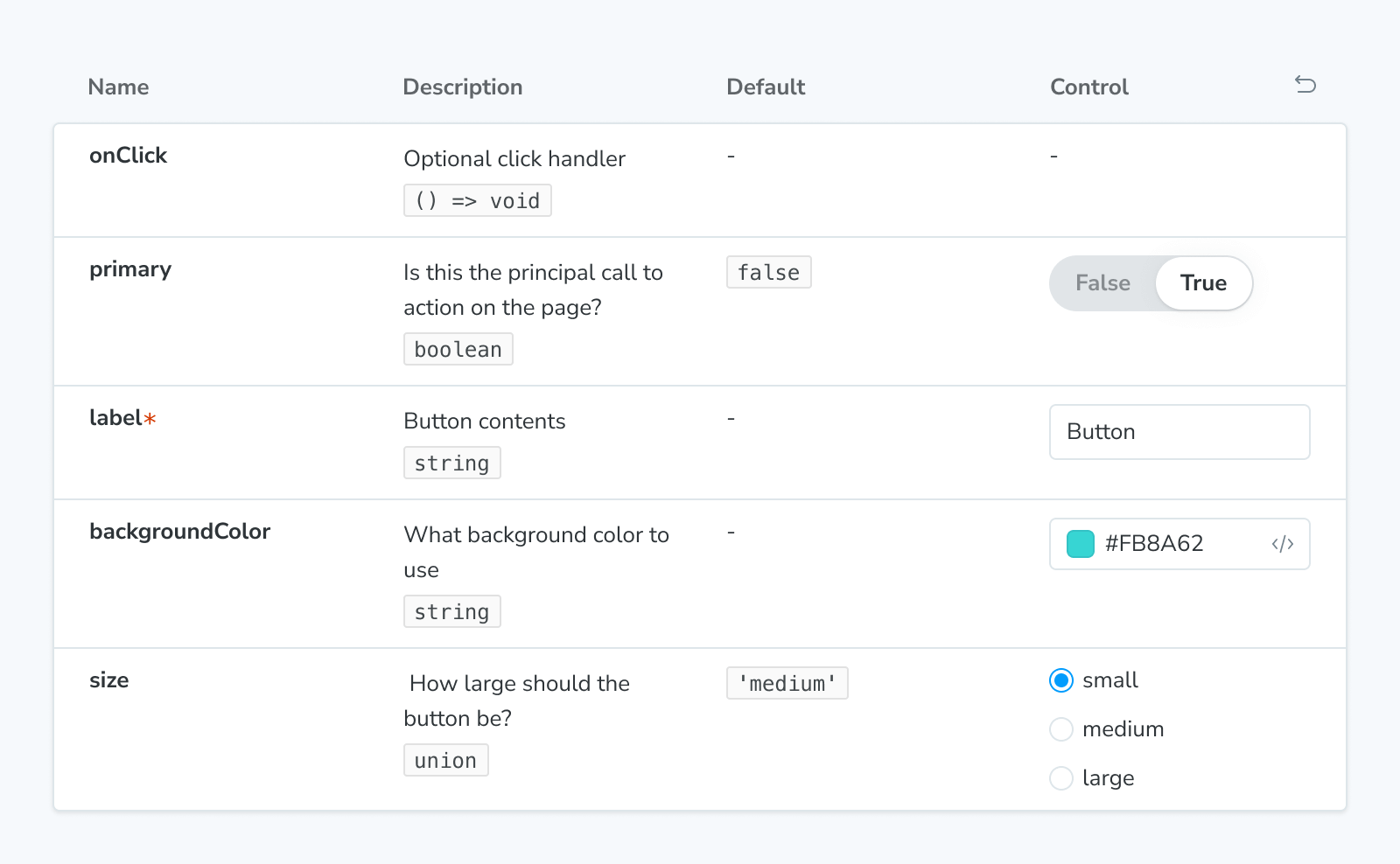 Screenshot of Controls block