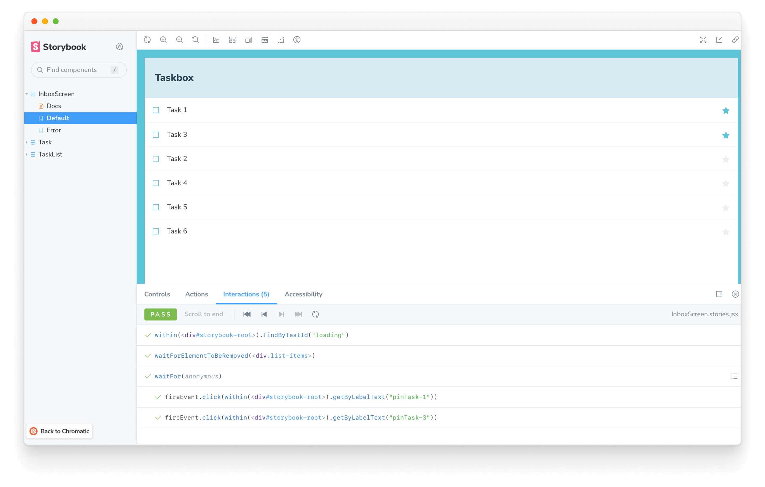 Chromatic パッケージを使用してデプロイされた Storybook